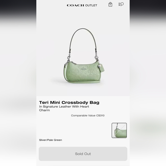 *NWT* COACH Teri Mini Crossbody Bag In Green Signature Leather With Heart Charm - Picture 12 of 12